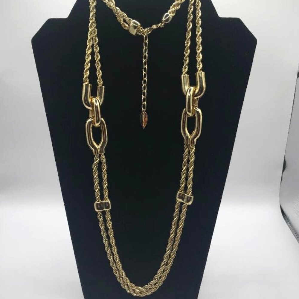 Coldwater Creek Gold-Tone Double Chain Twisted Cable Necklace